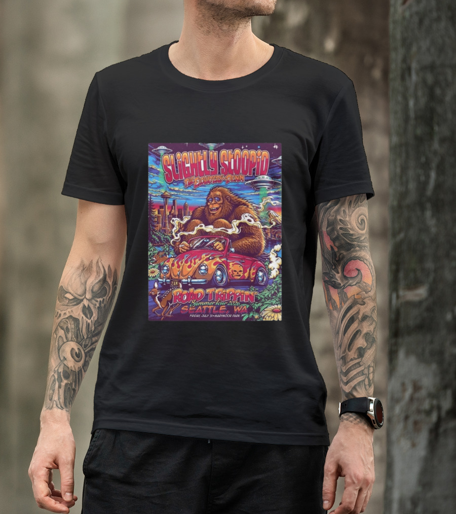 Slightly Stoopid Road Trippin Summer Tour 2026 Seattle WA July 31 Marymoor Park T-Shirt