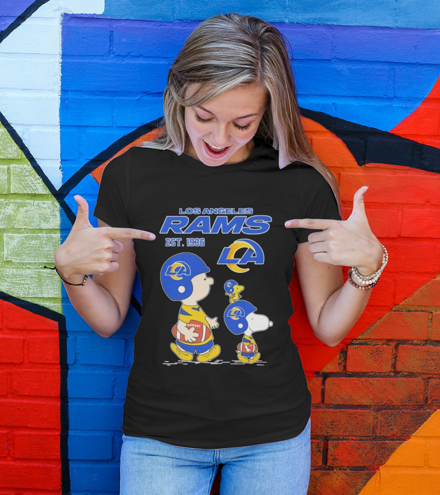 Snoopy Charlie Brown Los Angeles Rams 1936 Football Team LA T-Shirt