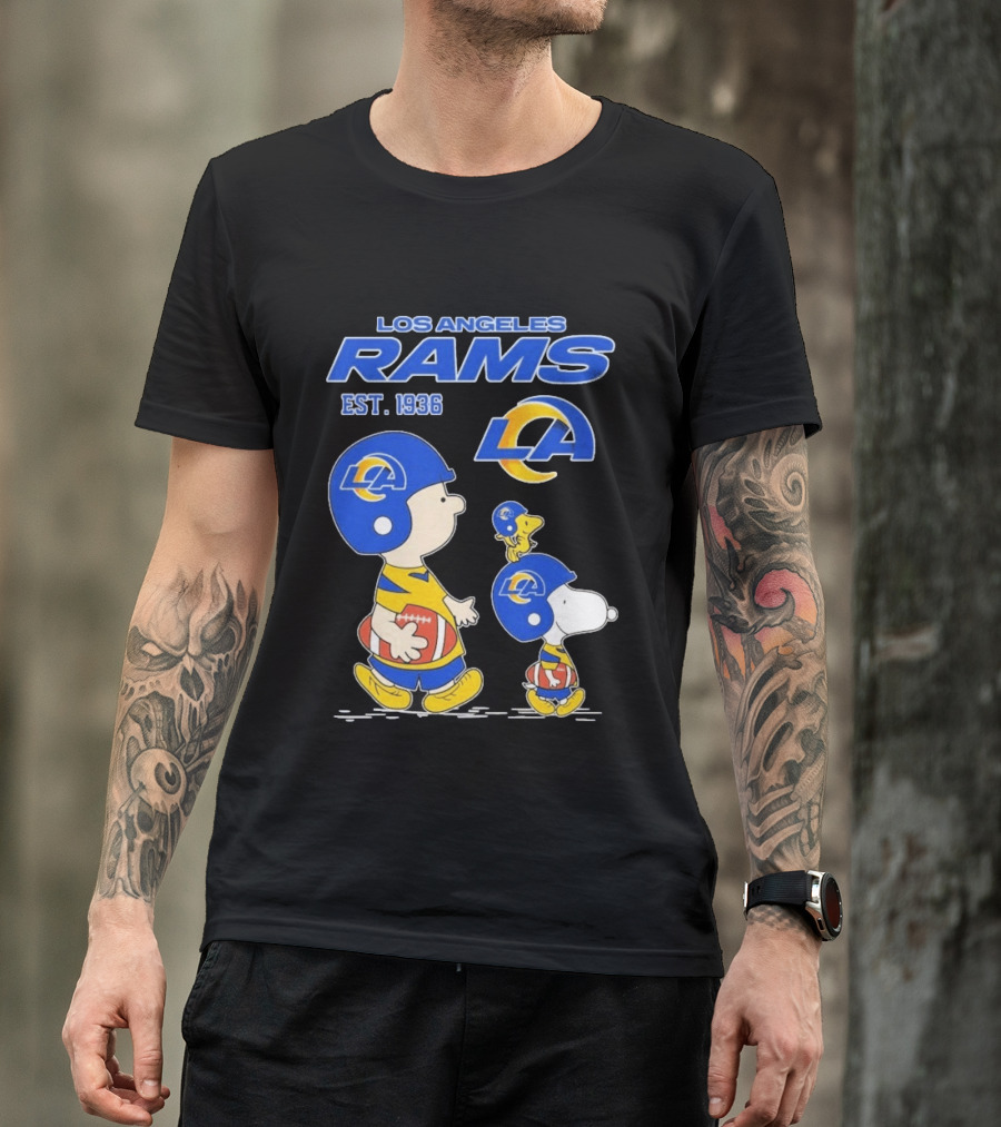 Snoopy Charlie Brown Los Angeles Rams 1936 Football Team LA T-Shirt