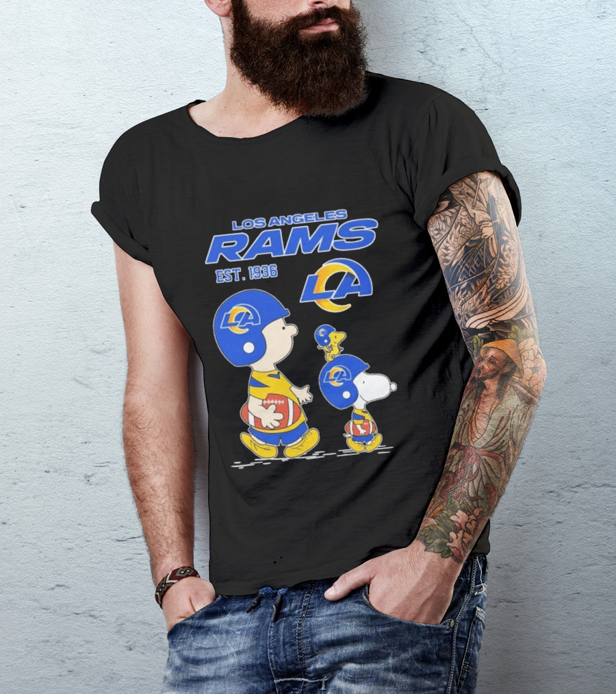 Snoopy Charlie Brown Los Angeles Rams 1936 Football Team LA T-Shirt