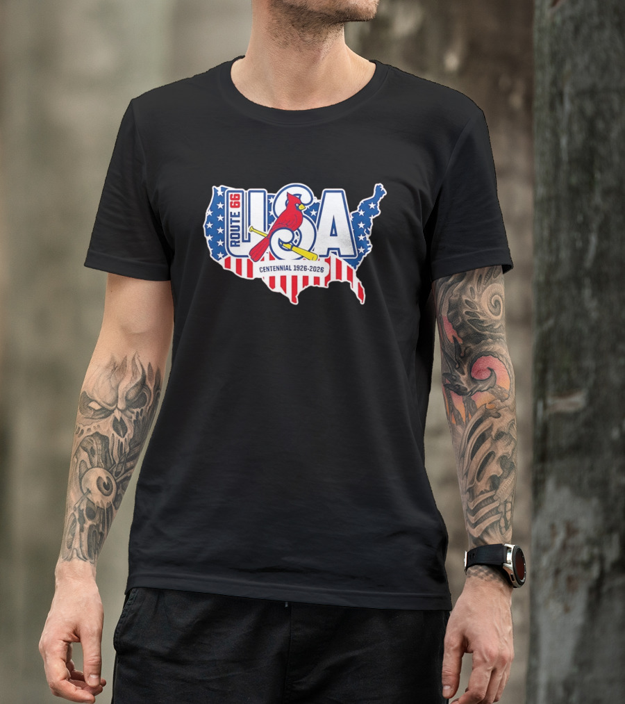 Route 66 USA Centennial 1926 2026 Springfield Cardinals T-Shirt