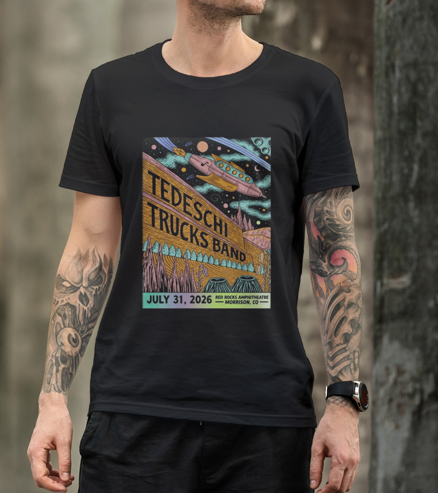 Tedeschi Trucks Band Red Rocks Concert July 31 2026 Morrison CO Spaceship T-Shirt