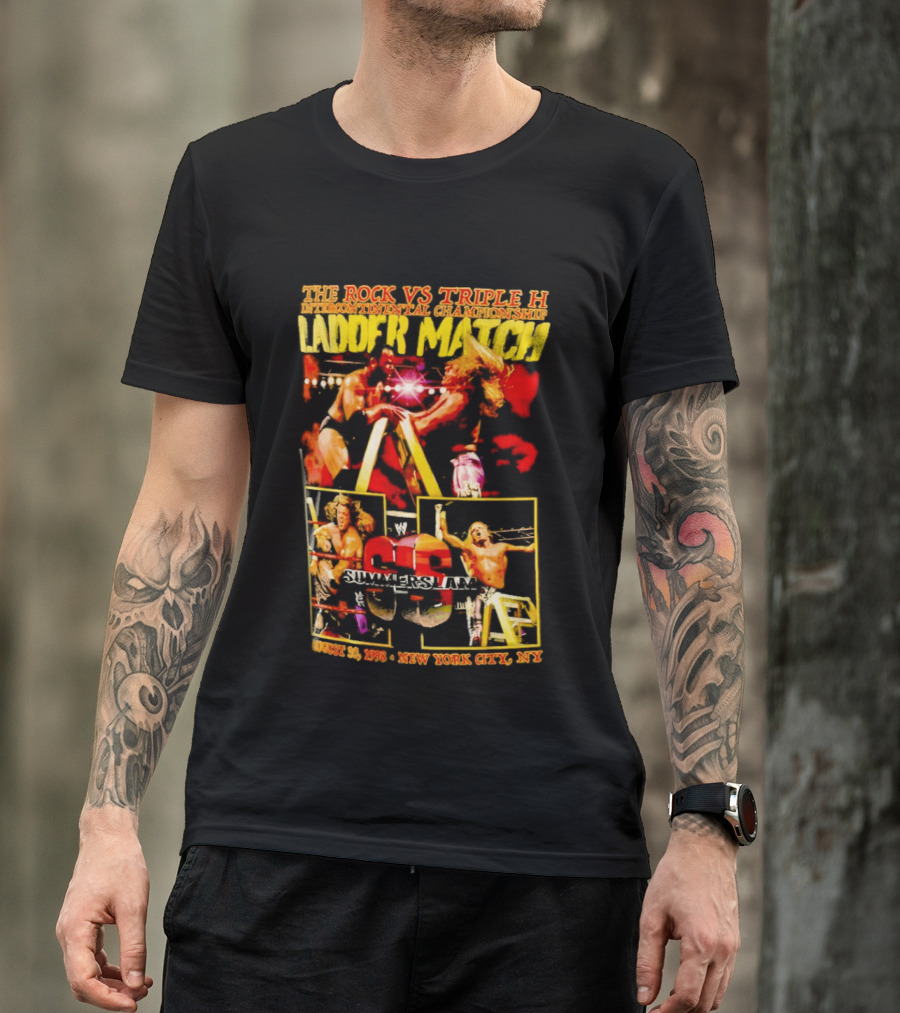 WWE SummerSlam 1998 The Rock Vs Triple H Ladder Match Intercontinental Championship New York City T-Shirt