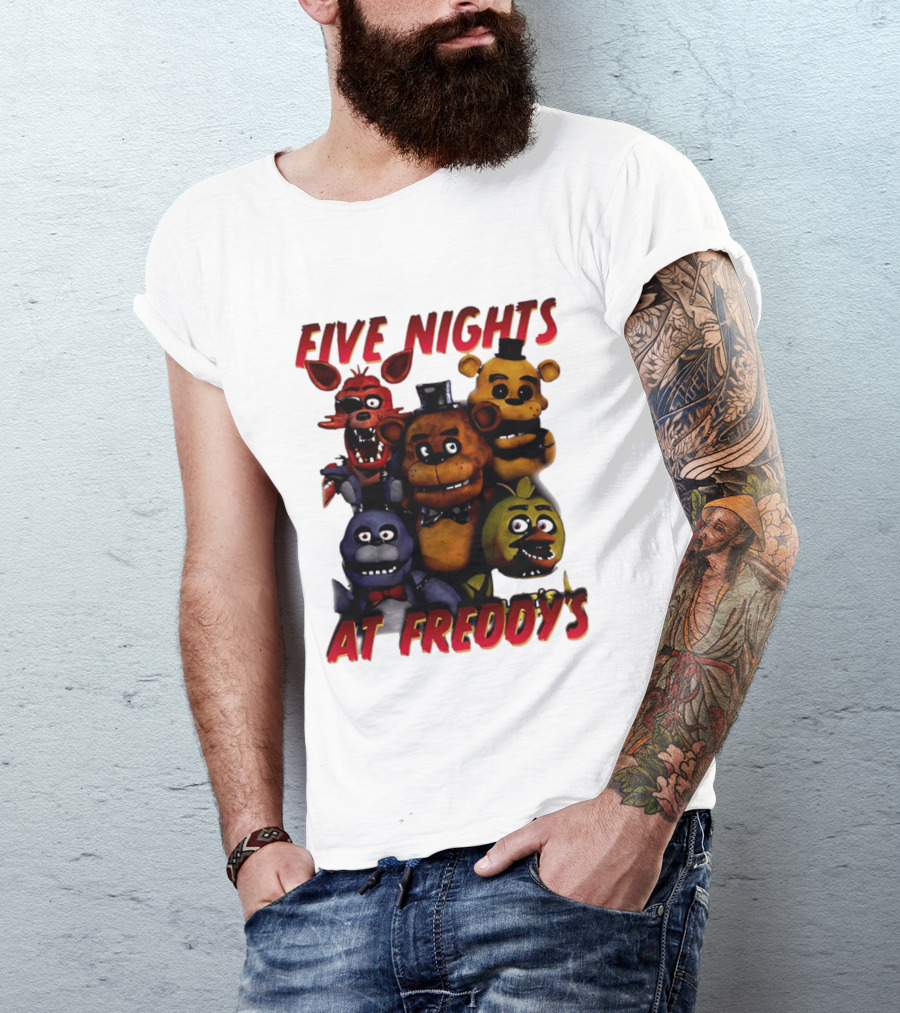 Five Nights At Freddy's Cartoon Characters Freddy Bonnie Chica Foxy T-Shirt
