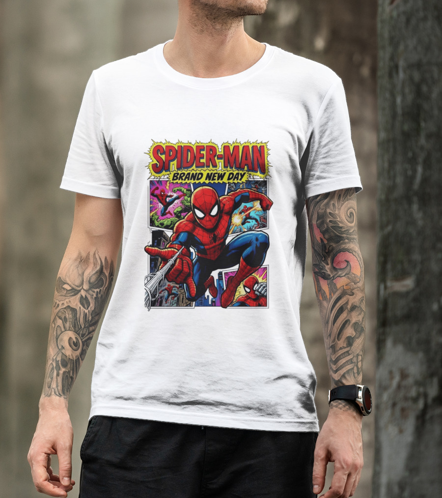 Spider Man Brand New Day Collage Marvel Comic Adventure T-Shirt