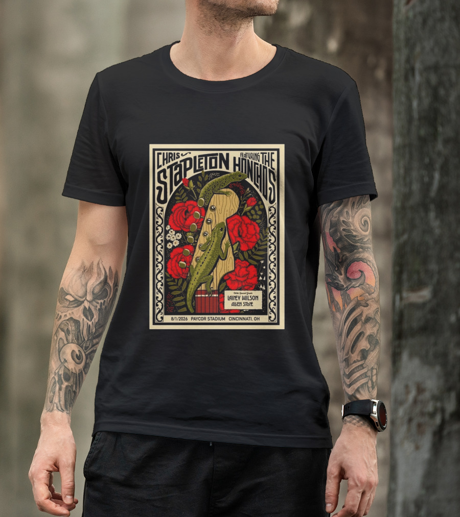 Chris Stapleton Featuring The Honchos Lainey Wilson Allen Stone Cincinnati 2026 Paycor Stadium August 1 T-Shirt