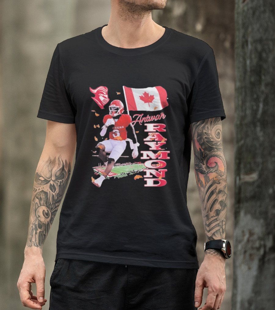 Antwan Raymond Rutgers Scarlet Knights Canadian Flag Football T-Shirt