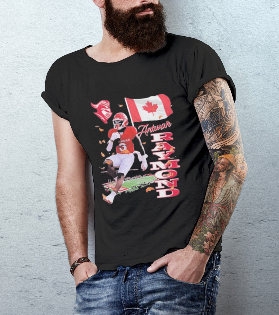 Antwan Raymond Rutgers Scarlet Knights Canadian Flag Football T-Shirt