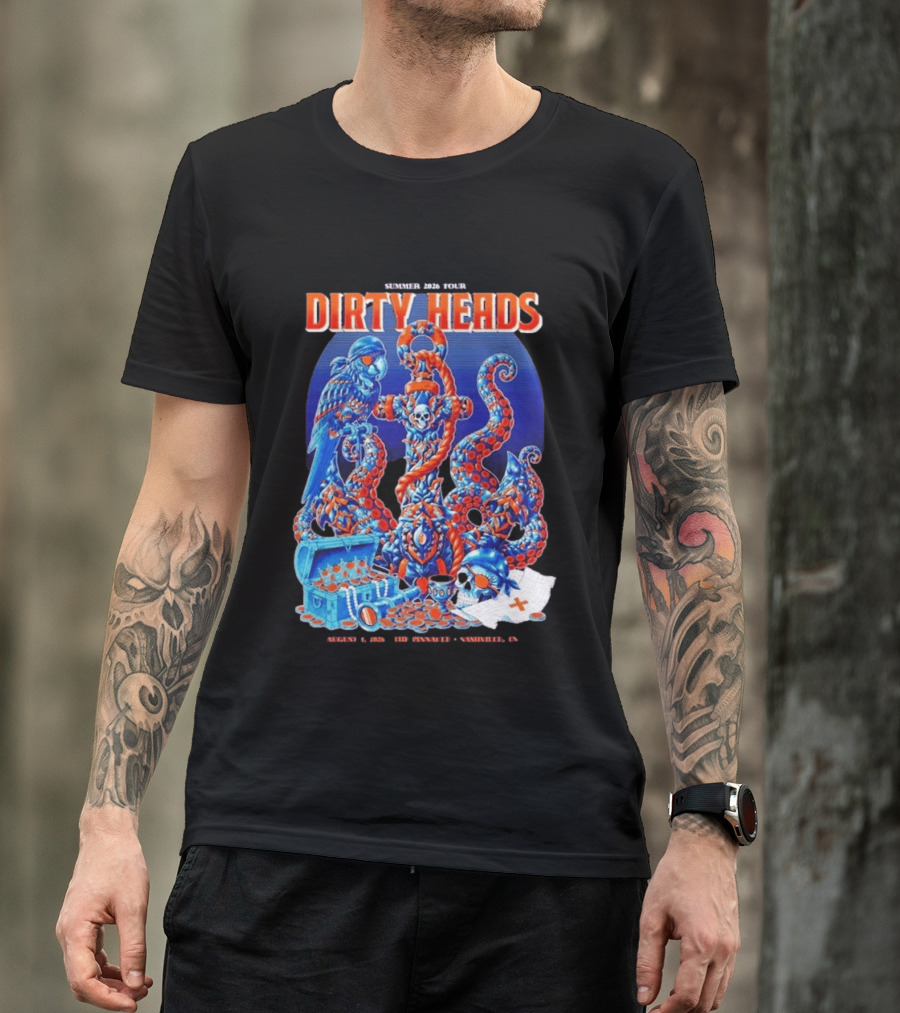 Dirty Heads Summer 2026 Tour Nashville TN August 1 Skeletons And Octopus T-Shirt