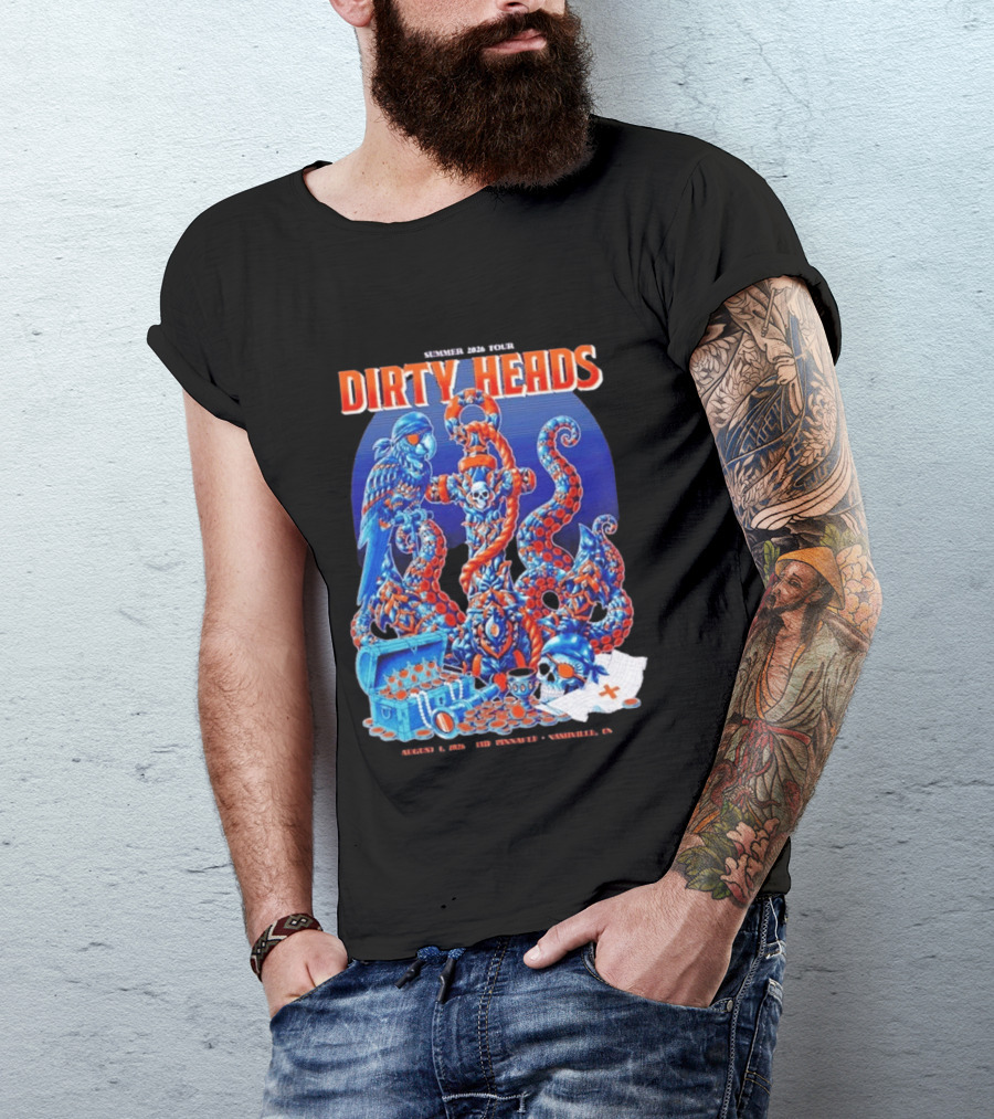 Dirty Heads Summer 2026 Tour Nashville TN August 1 Skeletons And Octopus T-Shirt