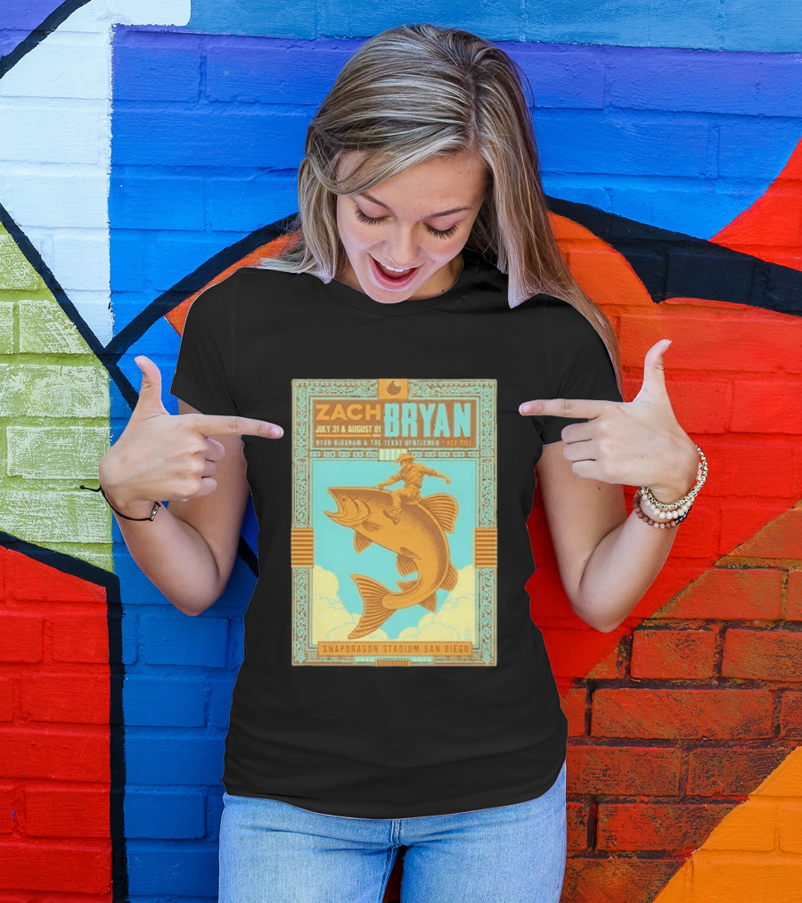 Zach Bryan July 31 August 1 Snapdragon Stadium San Diego Featuring Ryan Bingham The Texas Gentlemen Key Eli 2026 T-Shirt