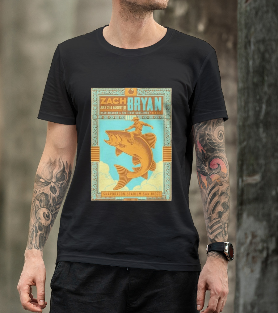 Zach Bryan July 31 August 1 Snapdragon Stadium San Diego Featuring Ryan Bingham The Texas Gentlemen Key Eli 2026 T-Shirt