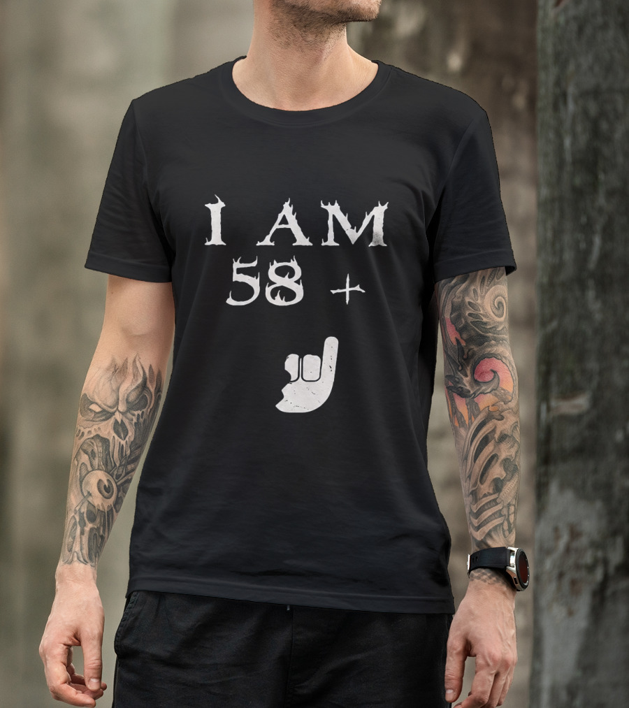 I Am 58 Plus Rock Hand Gesture T-Shirt