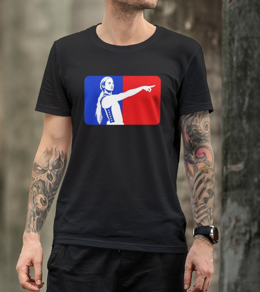 Sophie Cunningham WNBA 2026 Pointing Gesture In Blue And Red T-Shirt