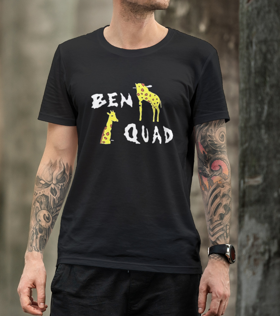 Ben Quad Giraffe Illustration Fun Cartoon T-Shirt