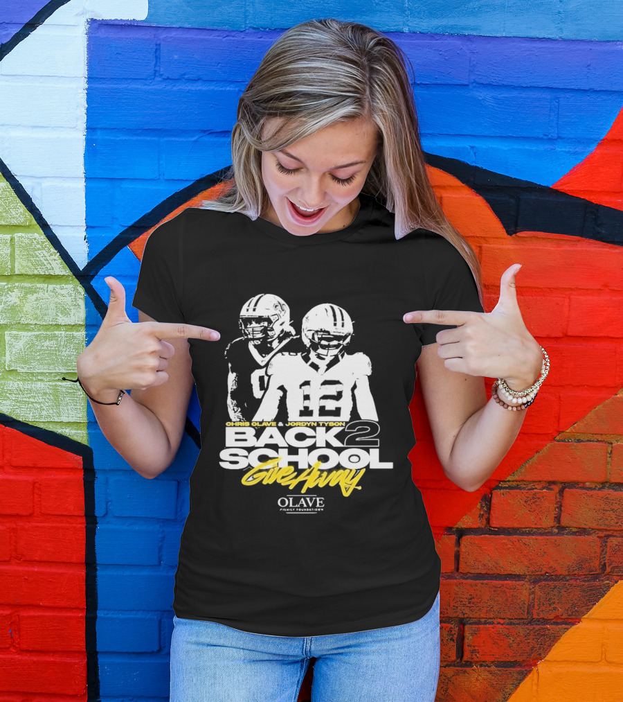 Chris Olave Jordyn Tyson Back 2 School Give Away Olave Connections T-Shirt