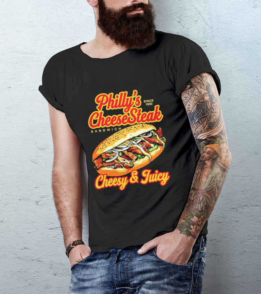Philly's Cheesesteak Sandwich Cheesy & Juicy Since 1930 Classic Flavor Experience T-Shirt