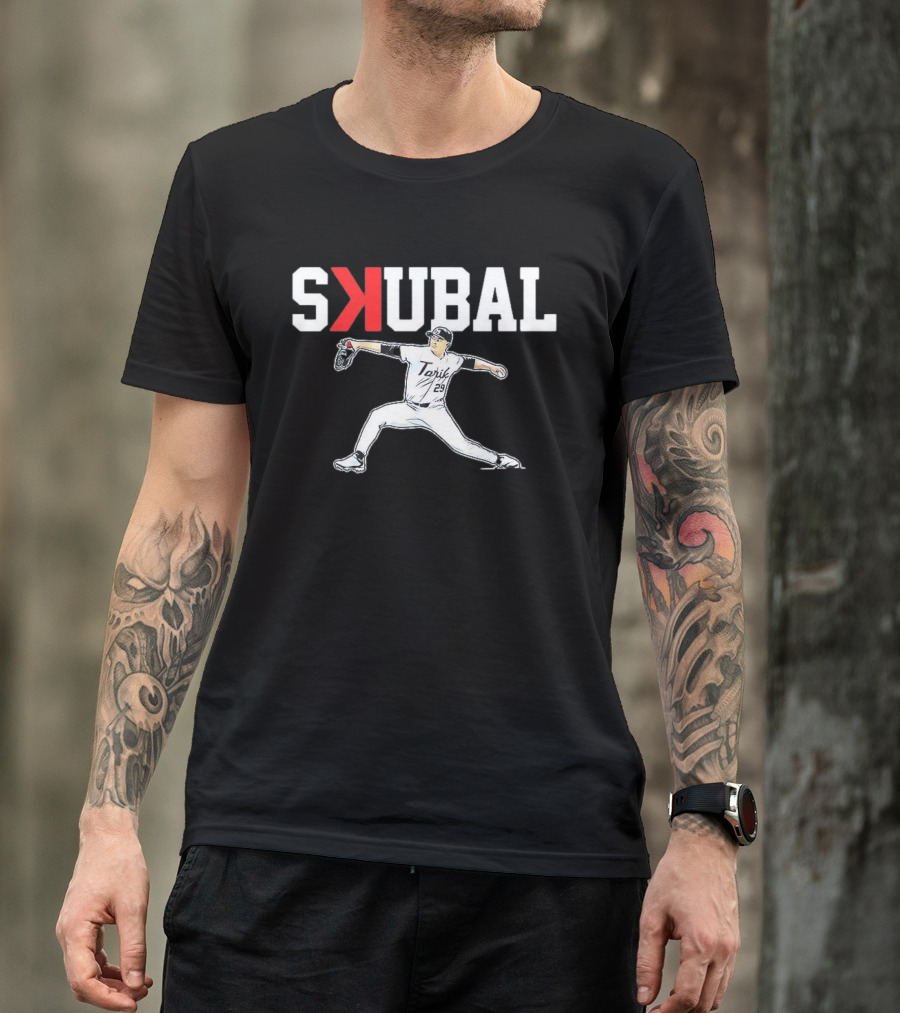 Tarik Skubal Detroit Tigers MLB Player Pitching SKUBAL T-Shirt