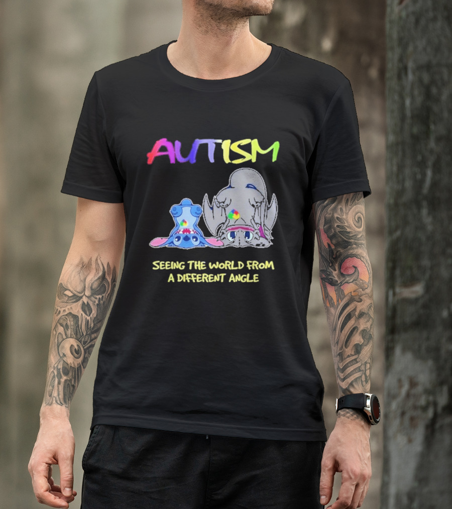 Autism Seeing The World From A Different Angle Toothless Stitch T-Shirt