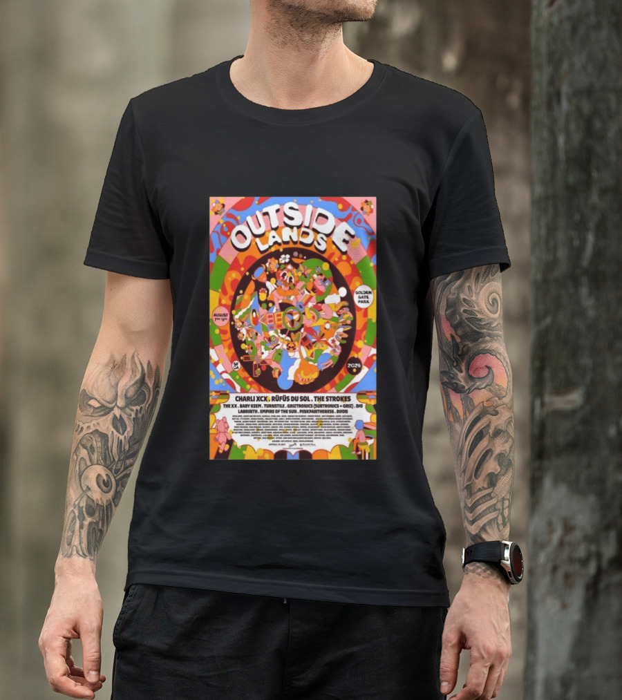 Outside Lands San Francisco August 7 9 2026 Golden Gate Park Charli XCX The Strokes Rüfüs Du Sol Lineup T-Shirt