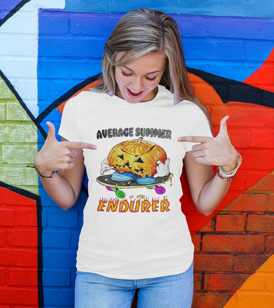 Average Summer Endurer Pumpkin Skater Skateboarding T-Shirt
