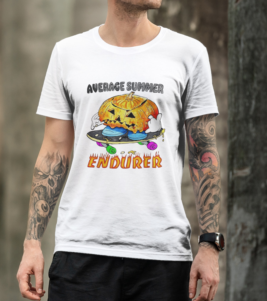 Average Summer Endurer Pumpkin Skater Skateboarding T-Shirt