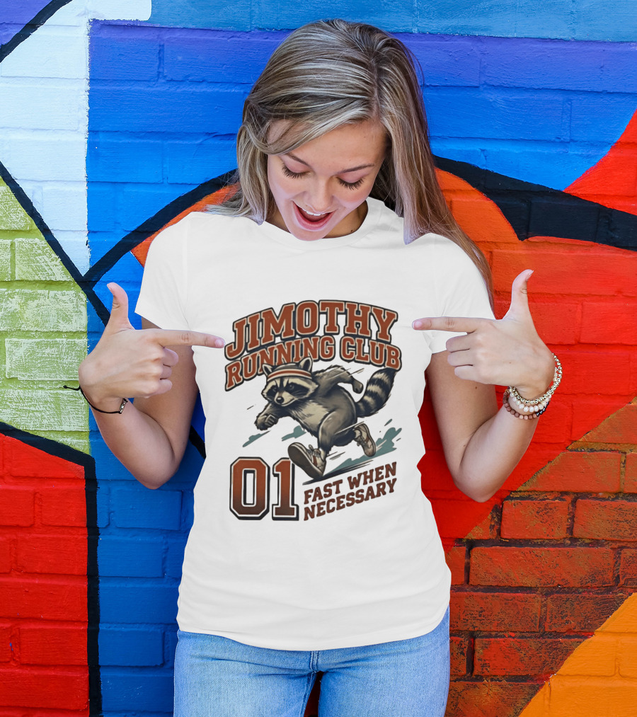 Jimothy Running Club 01 Fast When Necessary Raccoon T-Shirt