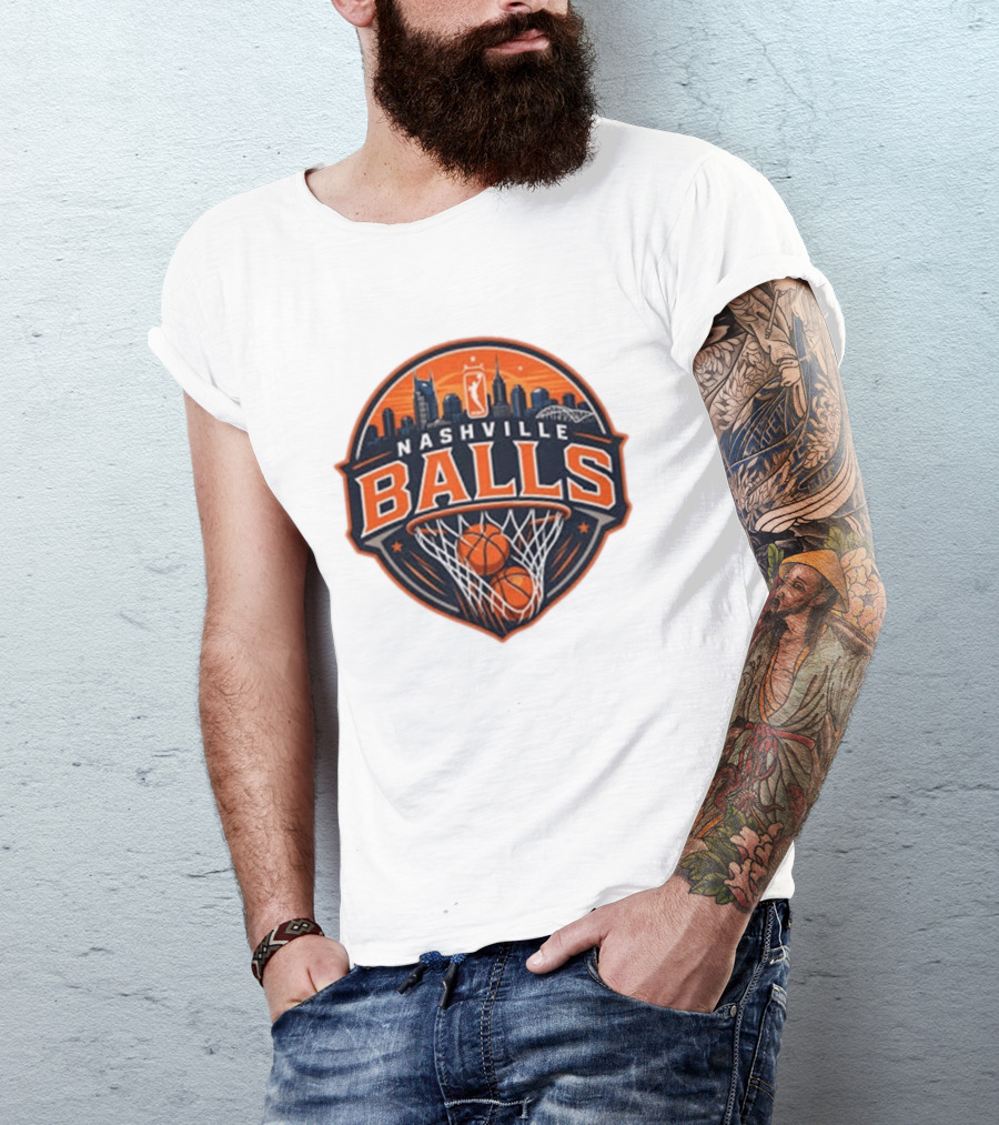 Nashville Balls Skyline Basketball Logo Cityscape T-Shirt