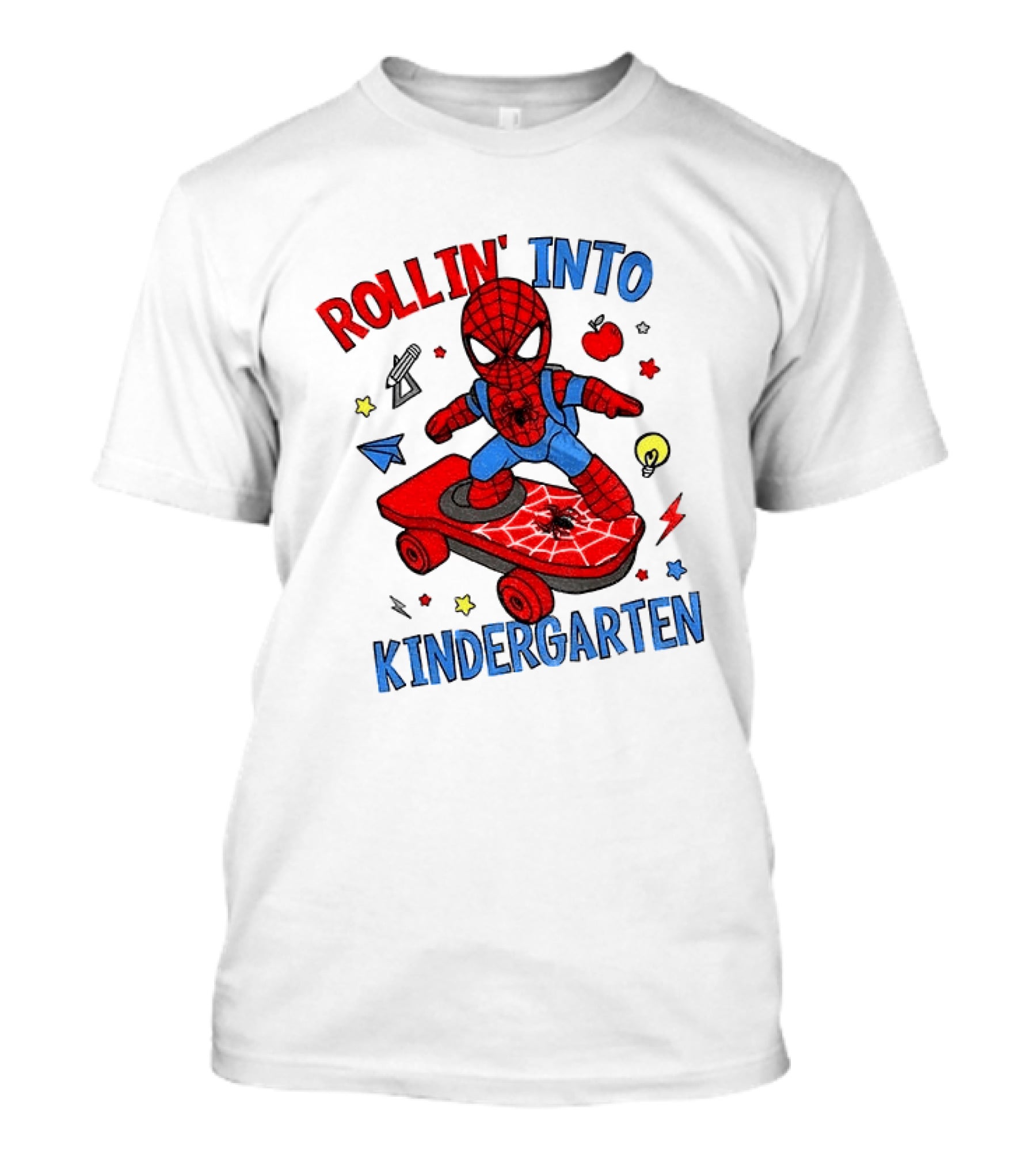 Rollin' Into Kindergarten Spider Man Skateboard Adventure T-Shirt