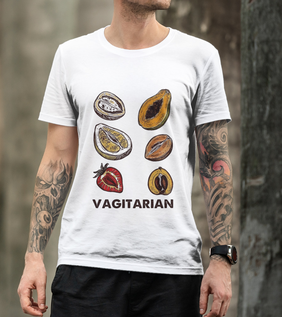 Vagitarian Fruit Humor Strawberry Avocado Papaya Illustrations T-Shirt