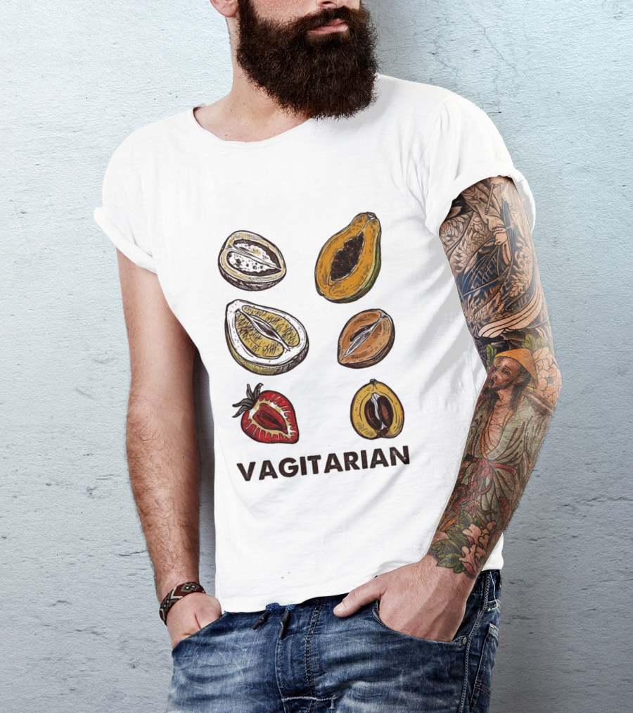 Vagitarian Fruit Humor Strawberry Avocado Papaya Illustrations T-Shirt