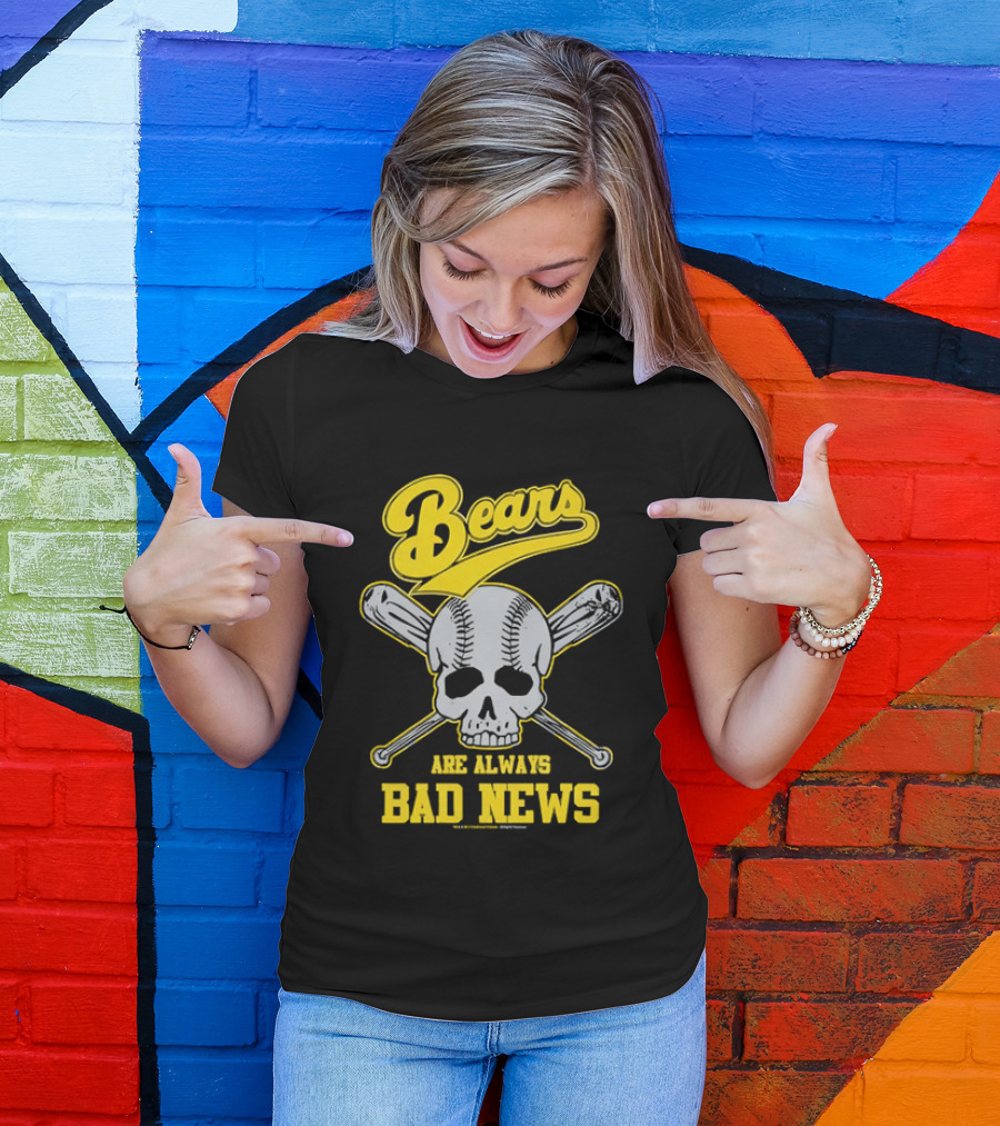 Bears Are Always Bad News Baseball Skull Crossed Bats T-Shirt