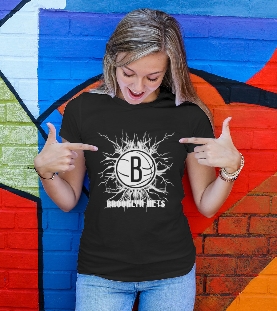 Brooklyn Nets B Lightning Basketball Burst T-Shirt