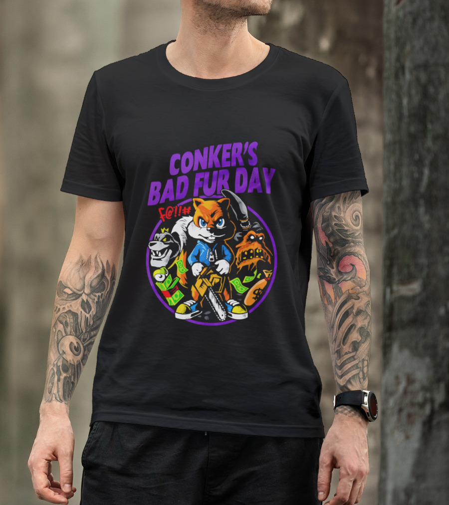Conker's Bad Fur Day Chainsaw Squirrel Gaming Money T-Shirt