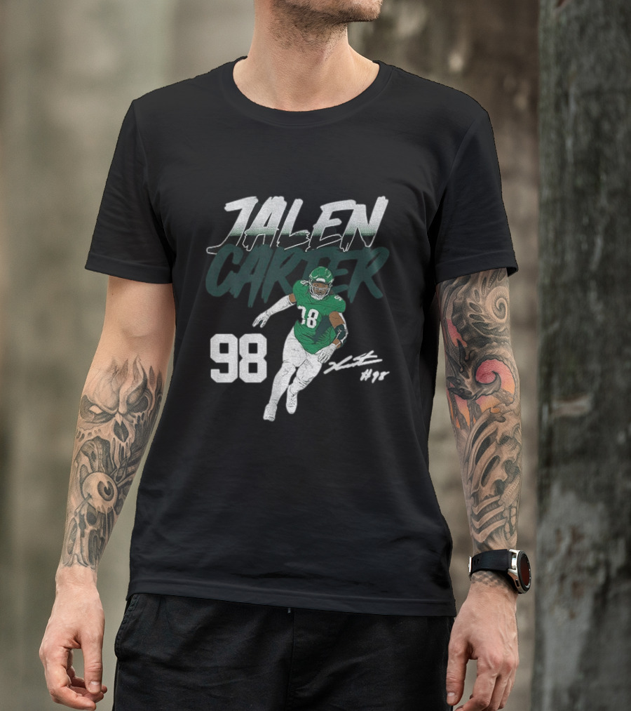 Jalen Carter Philadelphia Eagles 98 Football Player Signature T-Shirt