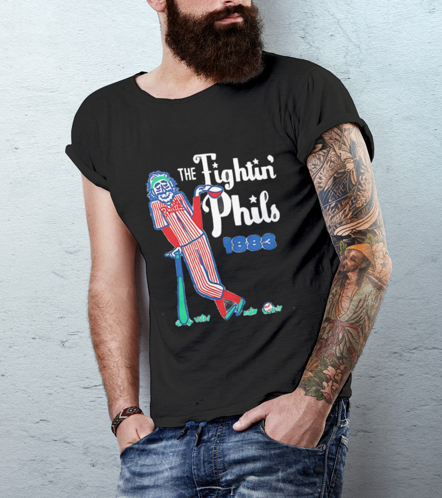 Phillies The Fightin' Phils 1883 Vintage Baseball Character With Bat And Ball T-Shirt