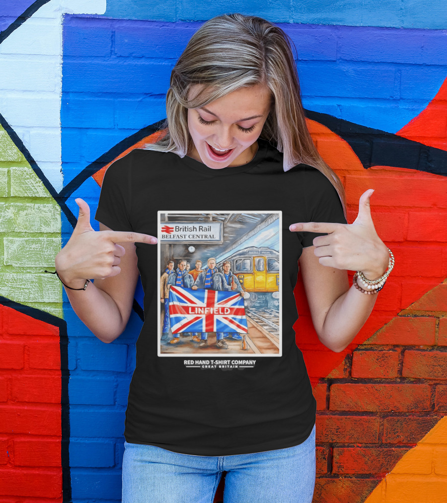 British Rail Belfast Central Linfield UK Flag T-Shirt