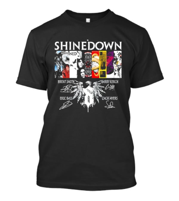 Shinedown Band Collage Brent Smith Barry Kerch Zach Myers Eric Bass Signatures T-Shirt