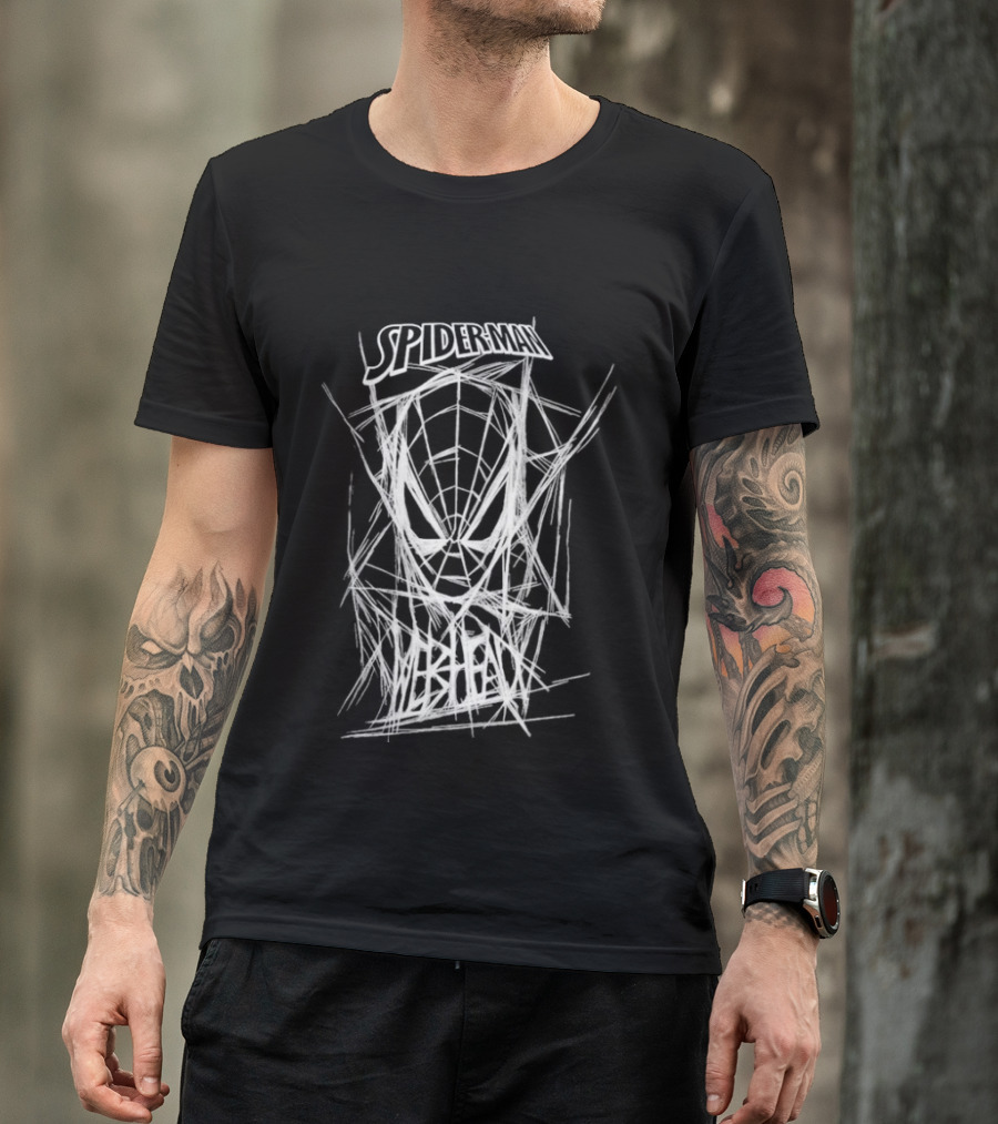 Spider Man Webbed Mask Sketch Spiderman Webhead T-Shirt