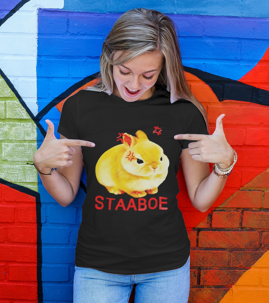 Staaboe Angry Fluffy Yellow Rabbit Red Marks T-Shirt