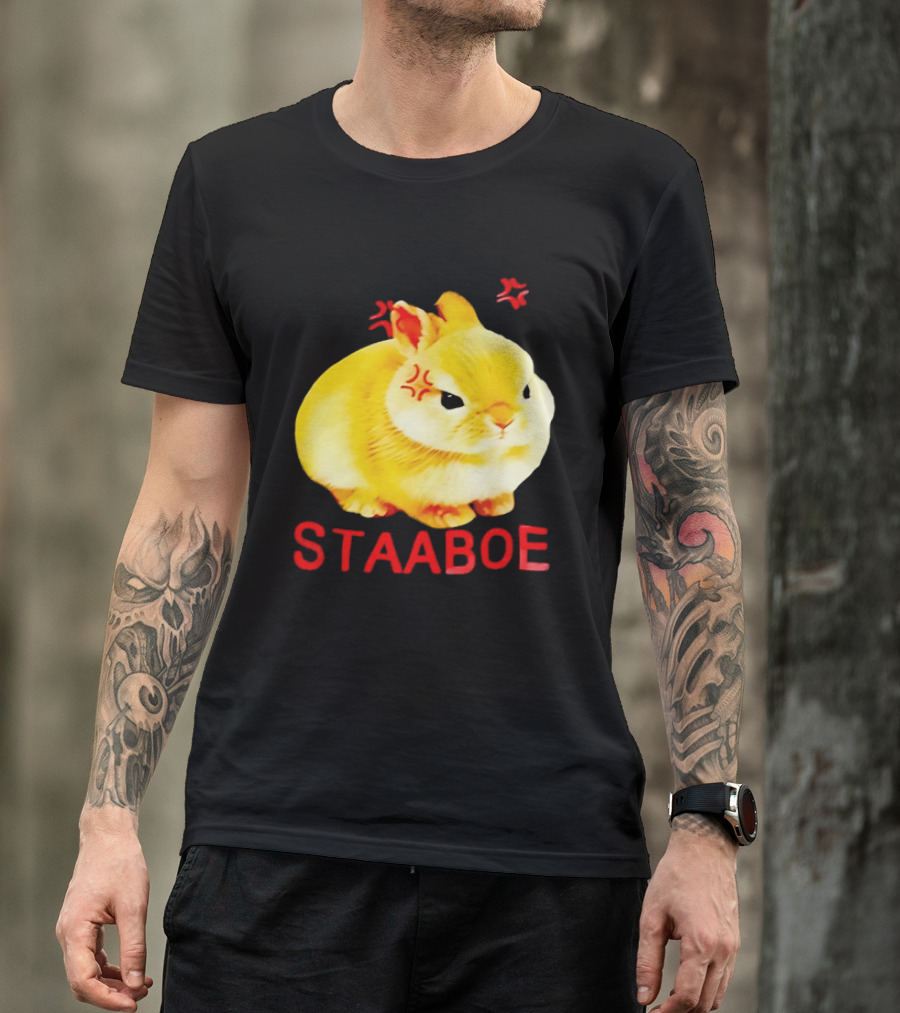 Staaboe Angry Fluffy Yellow Rabbit Red Marks T-Shirt