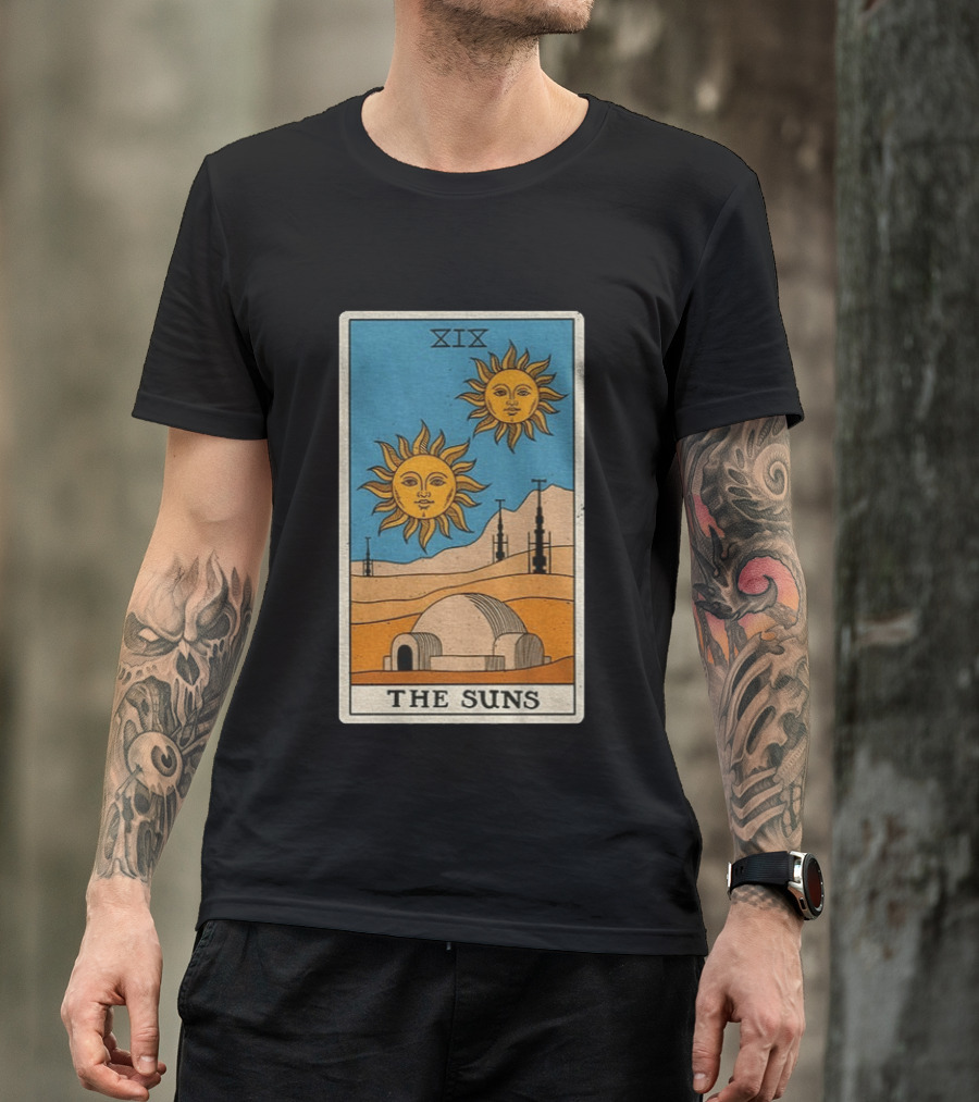 XIX The Suns Twin Suns Tarot Card Star Wars Tatooine Desert Dome T-Shirt