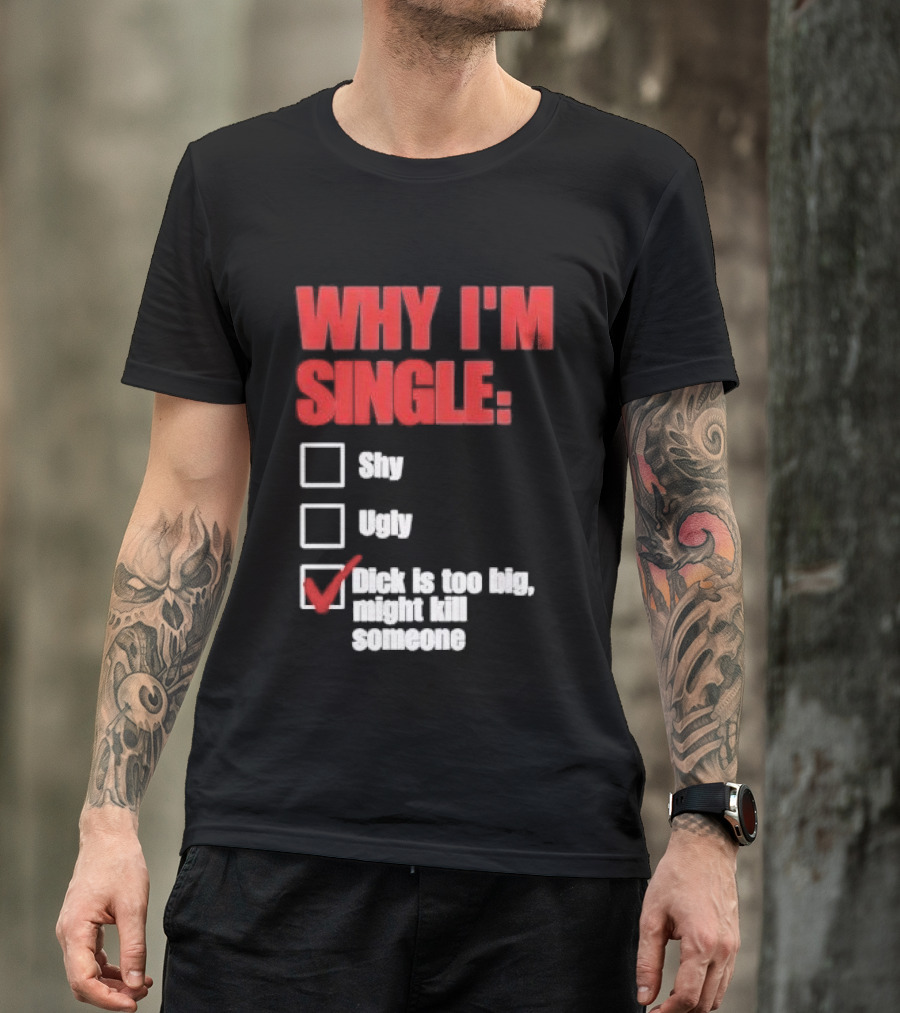Why I'm Single Checklist Shy Ugly Dick Is Too Big Might Kill Someone Red Check Mark T-Shirt