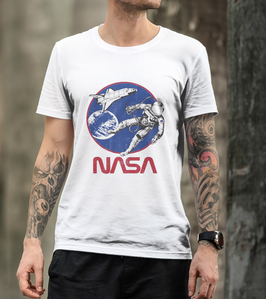NASA Space Shuttle And Astronaut Earth Scene T-Shirt