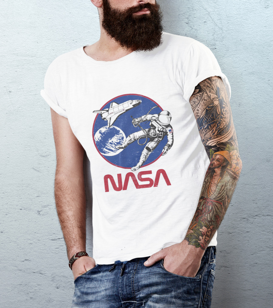 NASA Space Shuttle And Astronaut Earth Scene T-Shirt