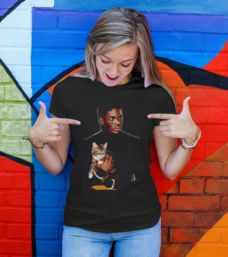 Young Man Holding A Tabby Cat Painting T-Shirt