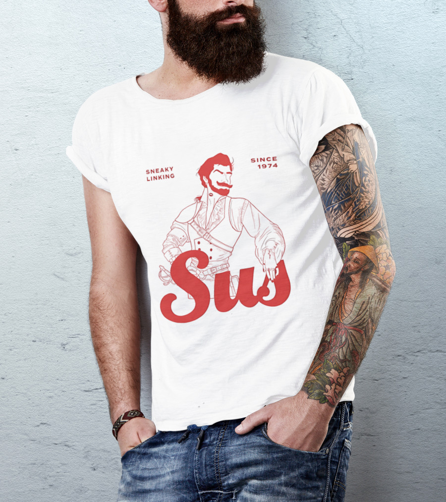 Sneaky Linking Since 1974 Sus Man Red Western T-Shirt