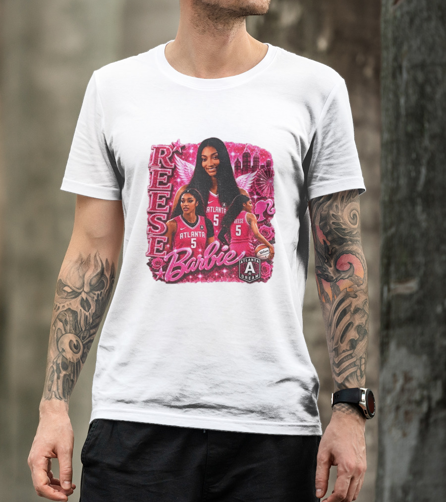 Angel Reese Atlanta Dream Barbie Pink Basketball Collage WNBA T-Shirt