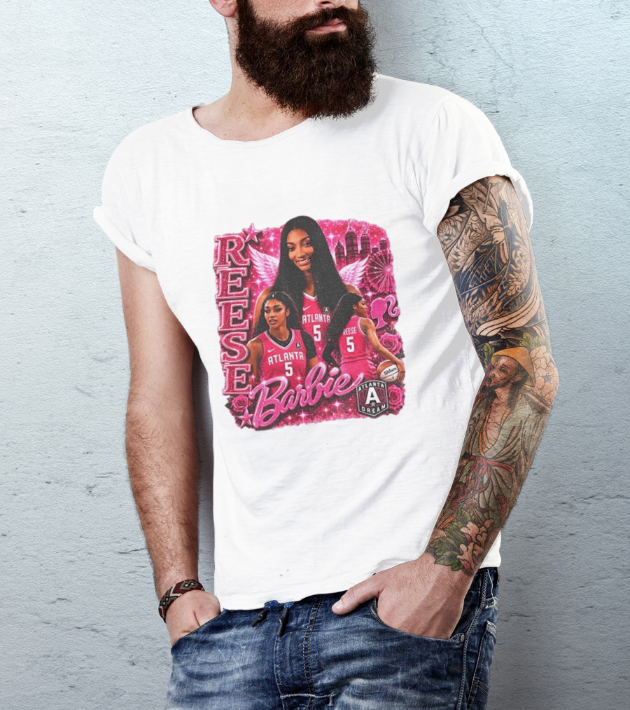 Angel Reese Atlanta Dream Barbie Pink Basketball Collage WNBA T-Shirt