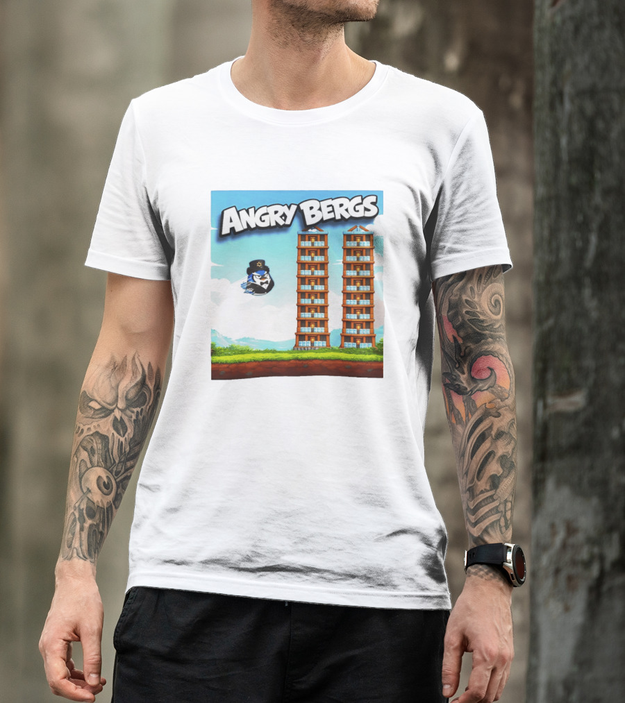Angry Bergs Funny Parody Building Smash блоки Stack Game T-Shirt